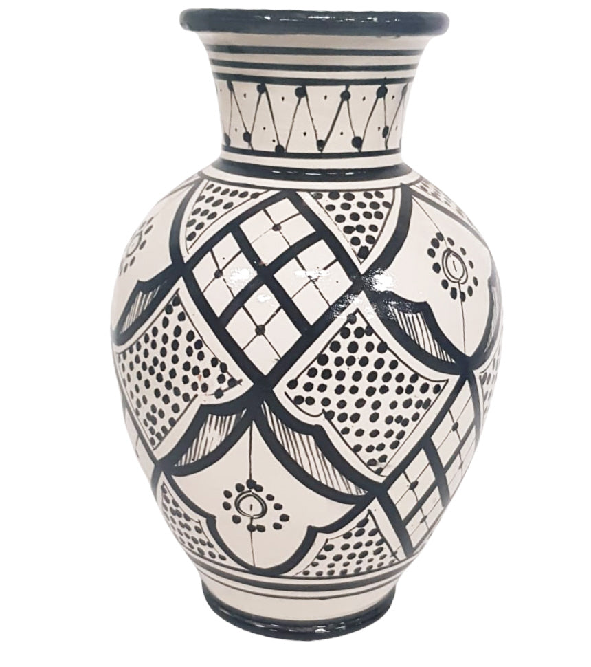 Handmade ceramic vase black white