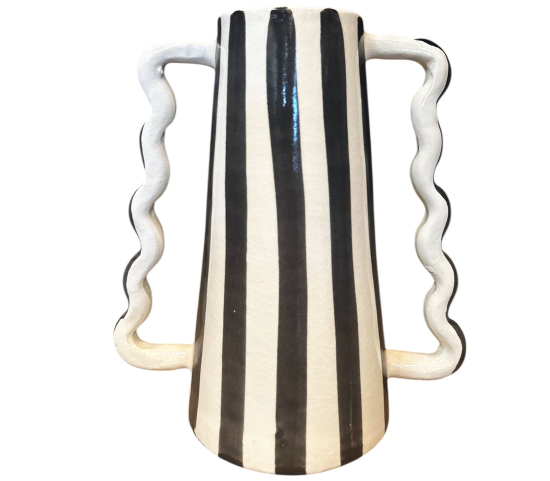 Handgefertigte Keramikvase mit Doppelgriff – 25 cm