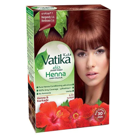 Vatika henna hair color burgundy – henna haarverf, 6 zakjes van 10 gram – foto 2