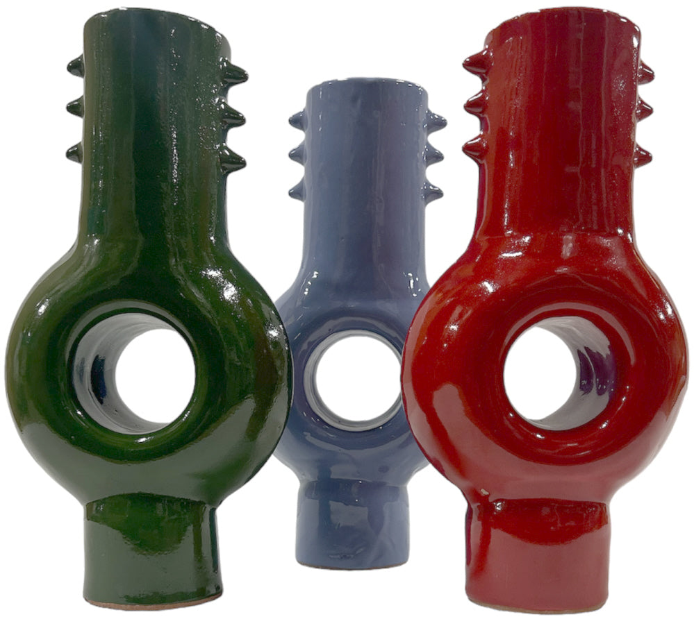 Moroccan ceramic vase, spiked ring