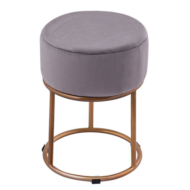 Velvet stool with iron frame - anthracite Ø 32 H 42 cm