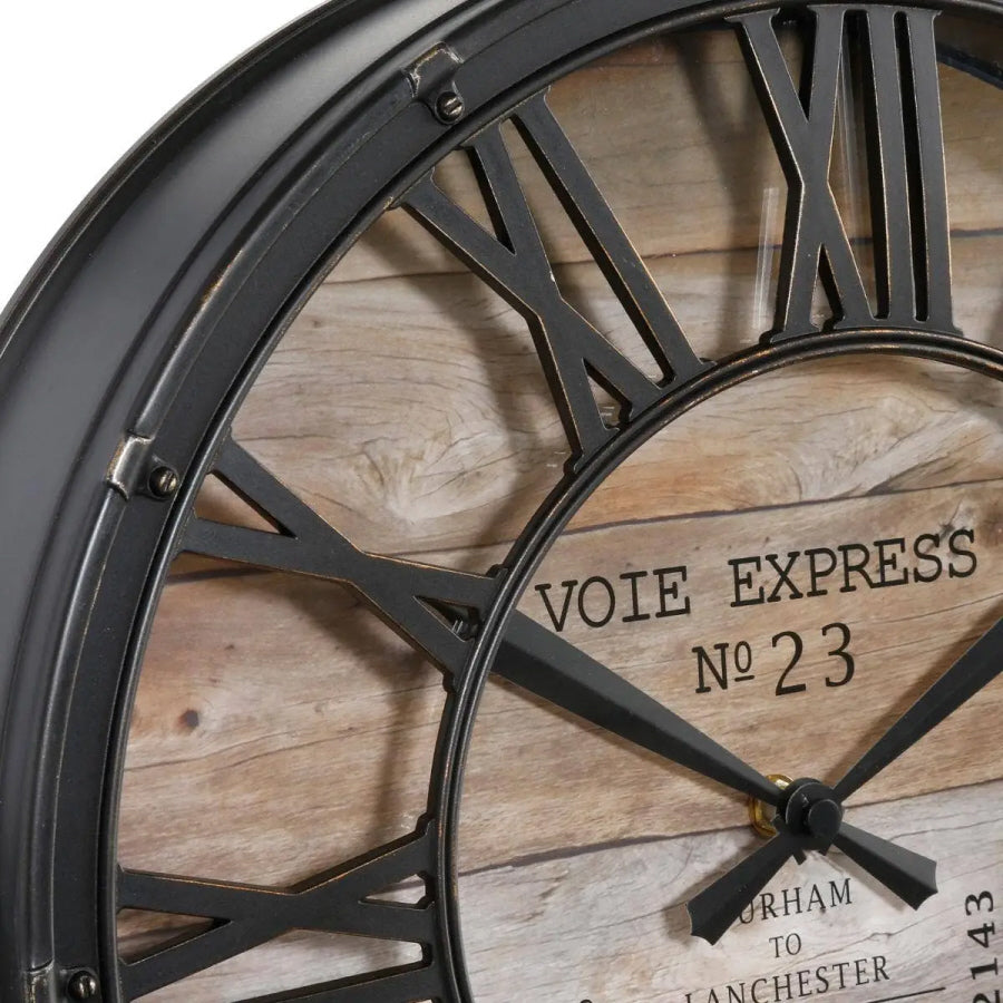 Vintage Clock - 39 cm - Metal - Black/Brown