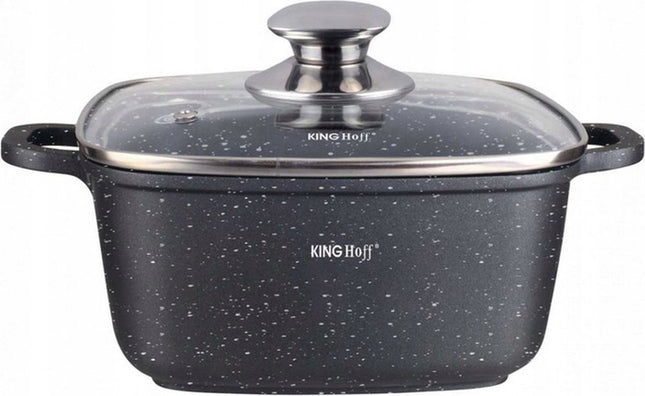 Kinghoff vierkante braadpan 20 cm – 2,8 liter, marmercoating, glazen deksel