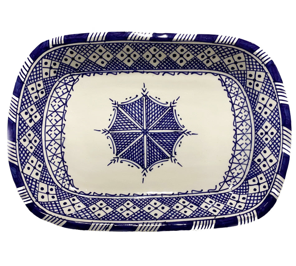 Earthenware square bowl Fes blue