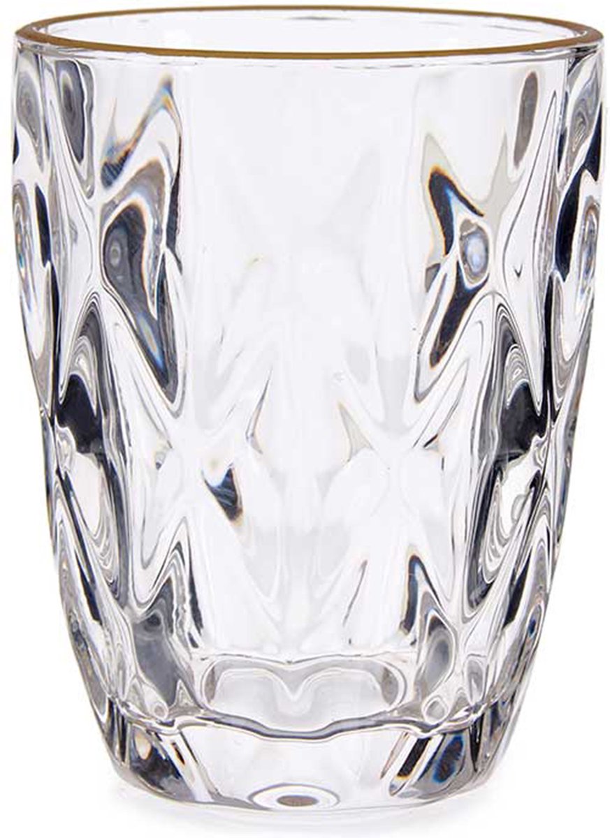 Waterglazen/drinkglazen - kristal look - gouden rand - 270 ml