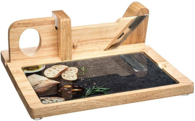 Secret de Gourmet vlees- en kaassnijder met bakje – hout en staal
