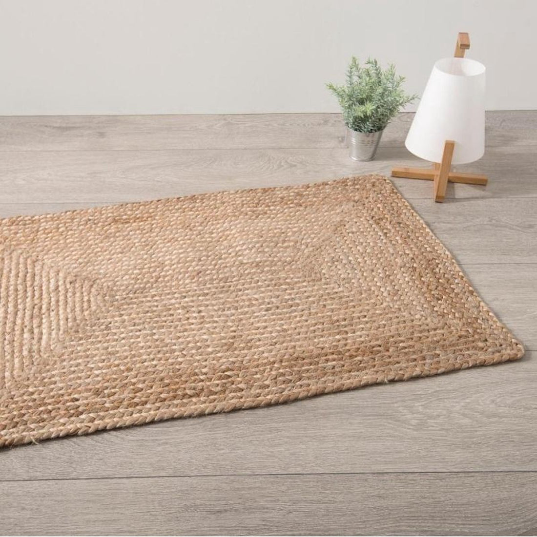 Jute vloerkleed beige naturel 60 x 90 cm – klein tapijt of deurmat – foto 2