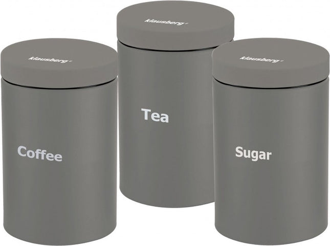 Klausberg 7544 - Storage jar set - coffee, tea, sugar - Grey