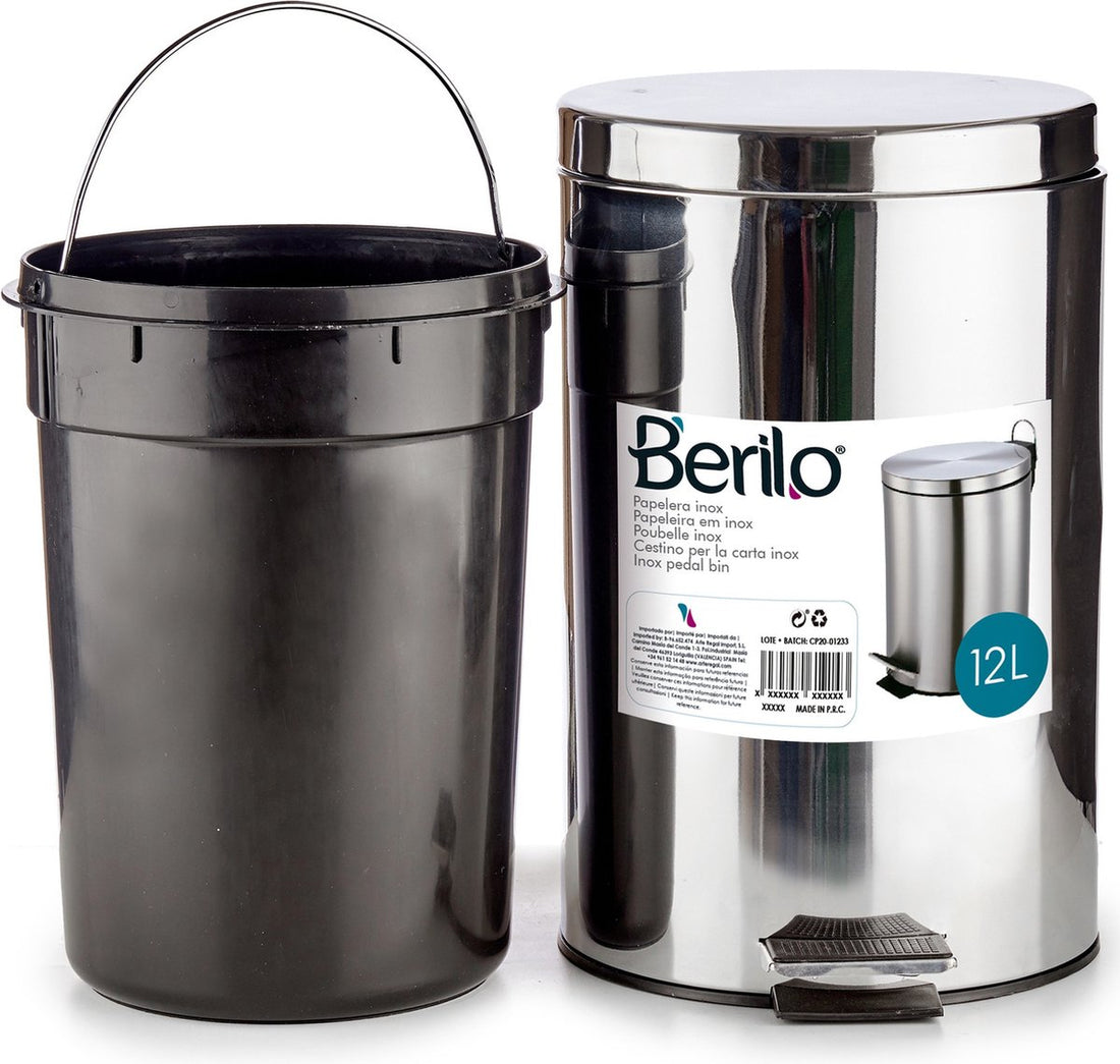 Mülleimer / Treteimer silber 12 Liter, 25 x 39 cm