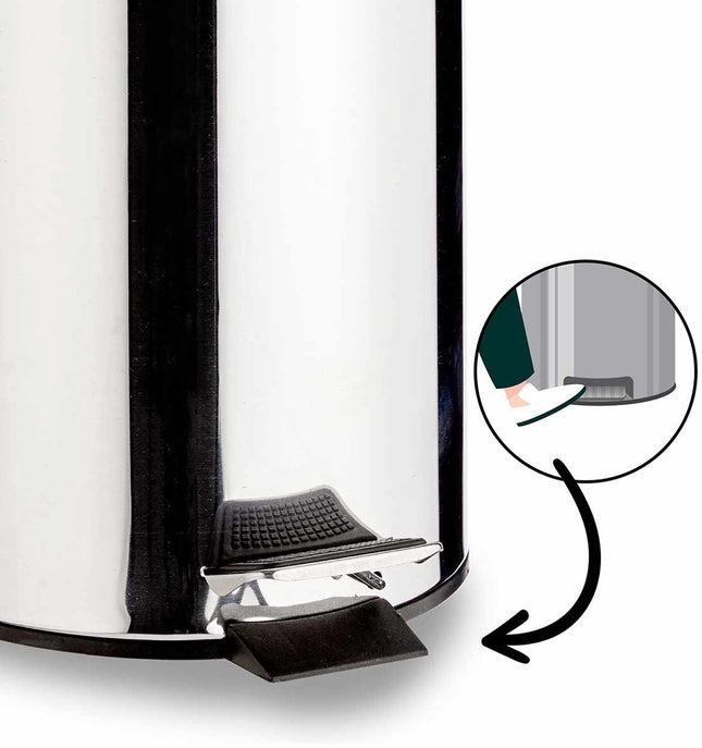Waste bin / pedal bin silver 12 liters of 25 x 39 cm