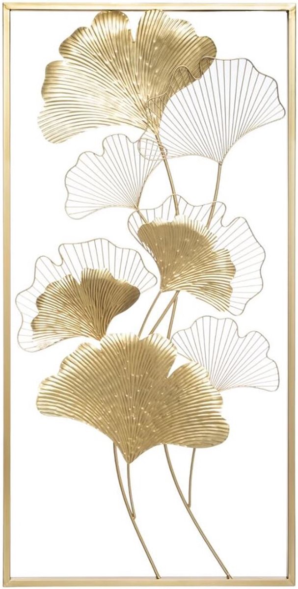 Décoration murale - Feuilles de Ginko dorées en métal - 50x100cm