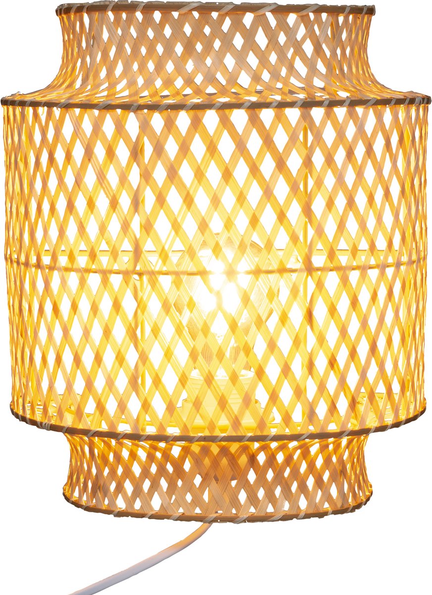 Atmosphera wandlamp Liby van bamboe – naturel, Ø 23 cm, fitting E27