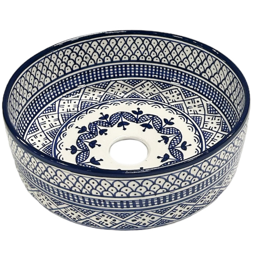 Marokkanisches Keramikwaschbecken 28 cm blau
