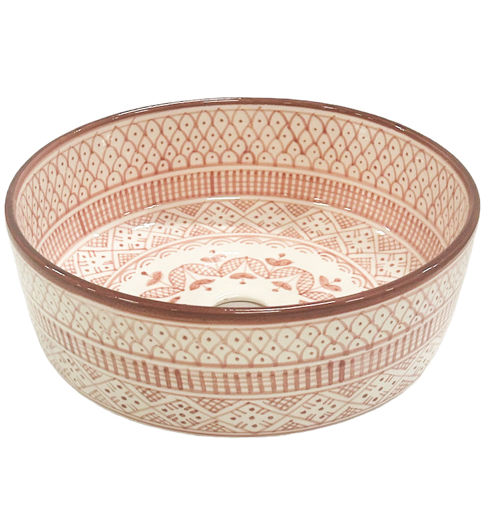 Vasque Marocaine Faite à la Main – Lavabo à Poser en Céramique – Fès – Ø 35 cm