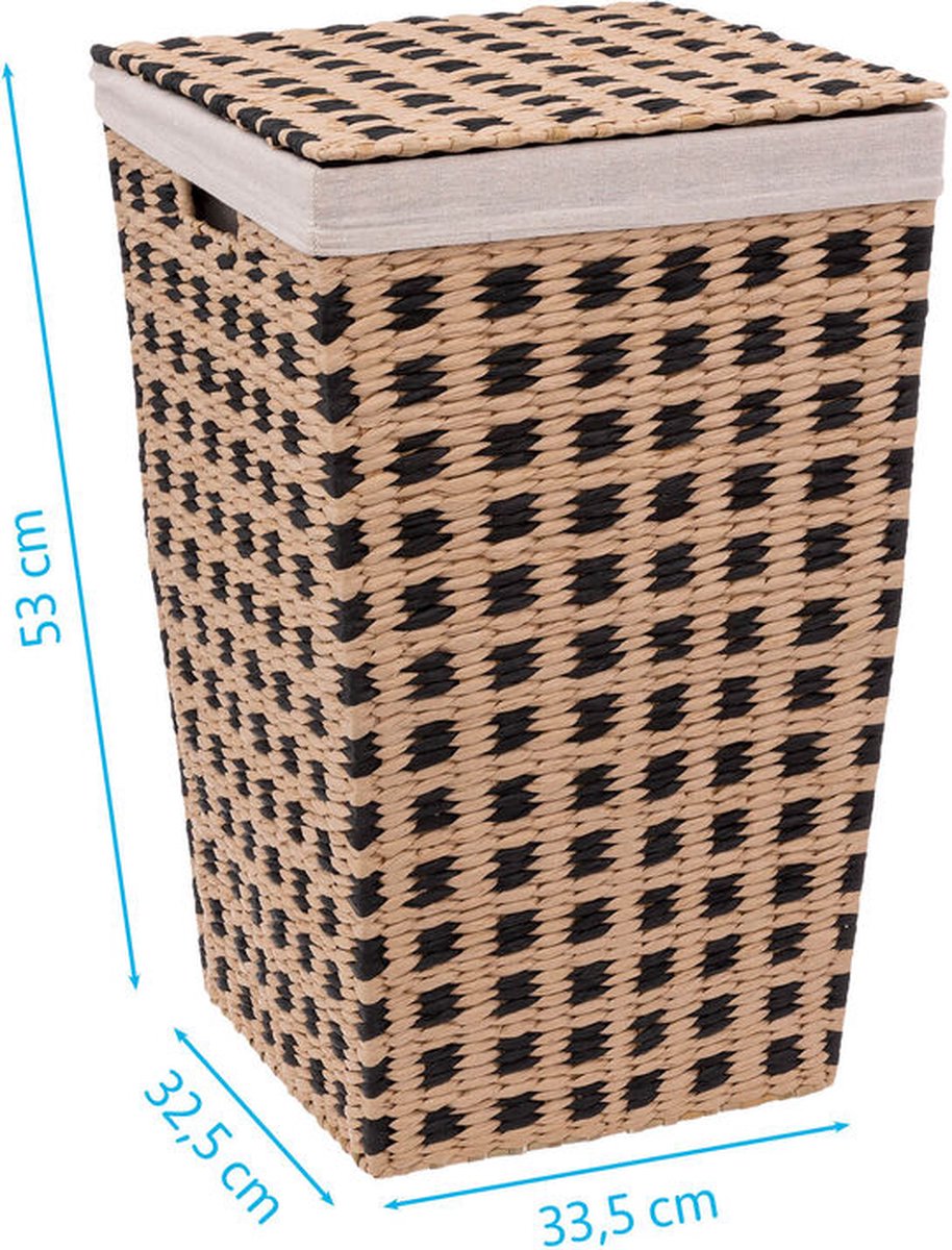 Wäschekorb geflochtenes Schilf – beige/schwarz – 40 Liter