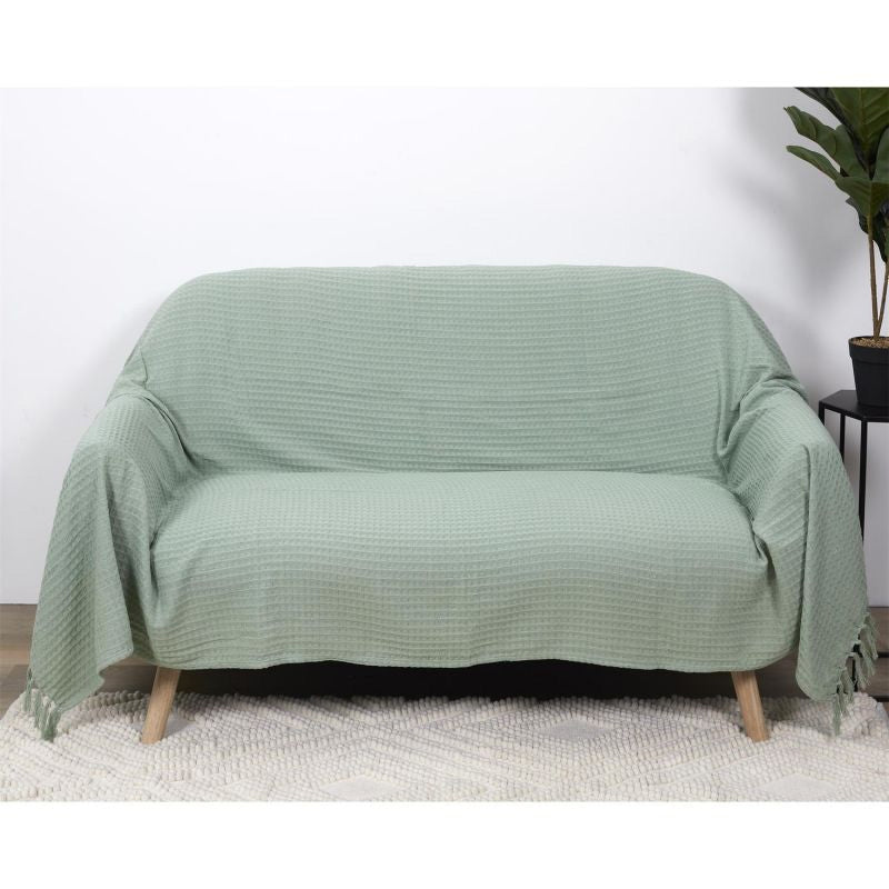 Textured sofa throw - Water green - 170 x 250cm