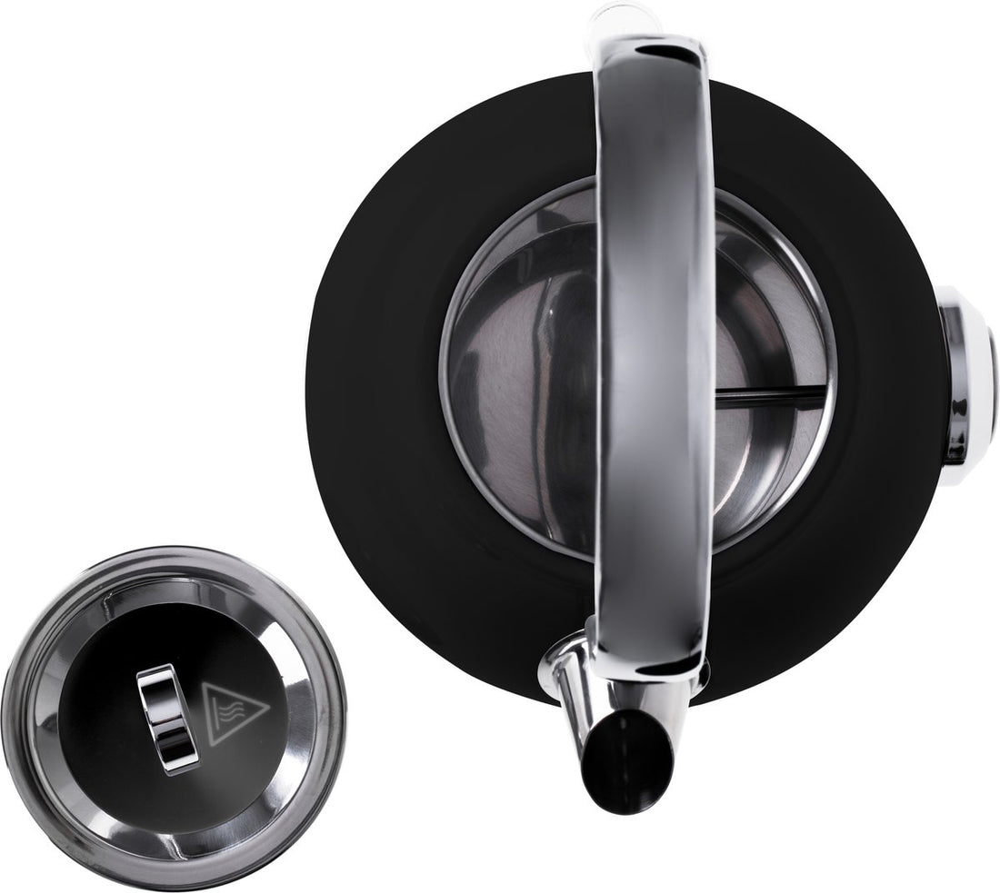 Electric kettle with thermometer - black - 1.7 liters - metal