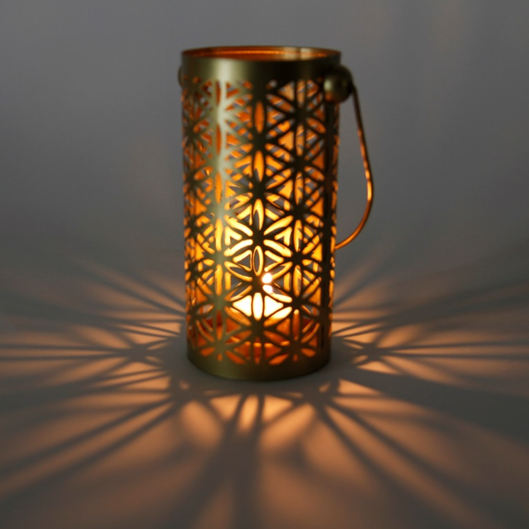 Tea light holder antique style gold-coloured metal 23x10