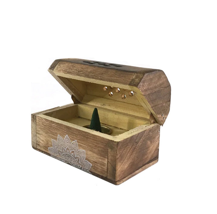 Räucherstäbchenbox aus Holz mit 10 Kegeln
