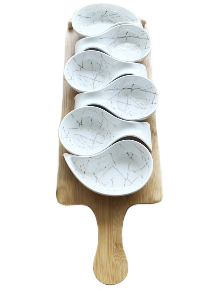 Servierplatte mit 6 Schälchen – Marmoroptik