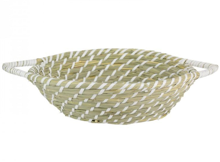 White Woven Basket with 2 Handles