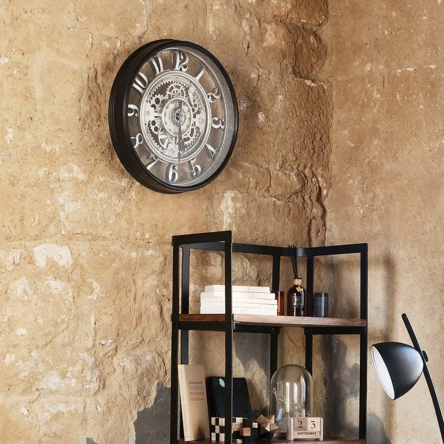 Industrial wall clock Ø51 cm - Brown