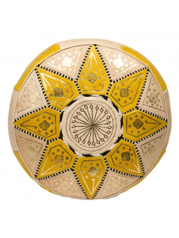 Moroccan Pouf Yellow/White
