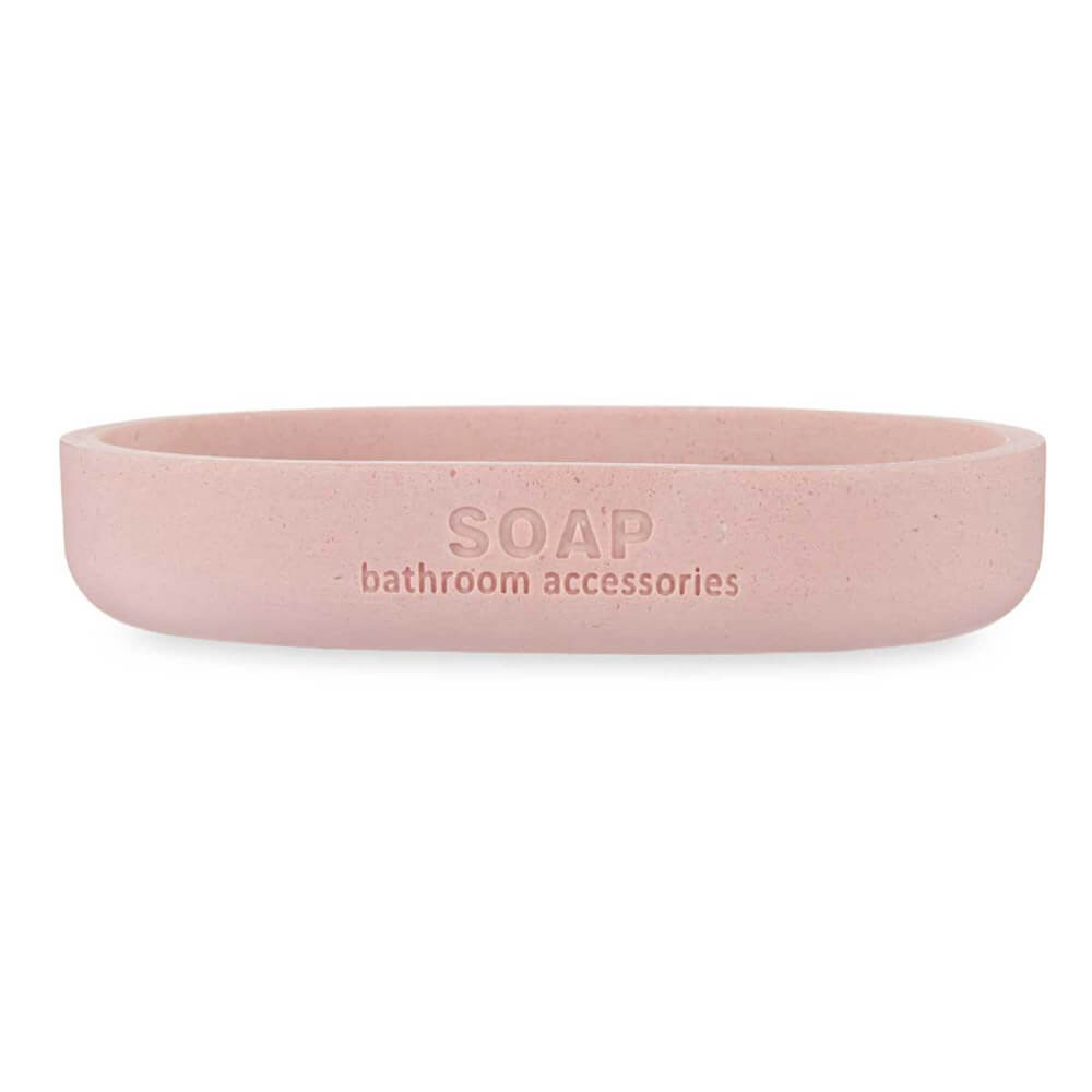 Soap Dish Pink – Resin & Bamboo – 12.5 cm