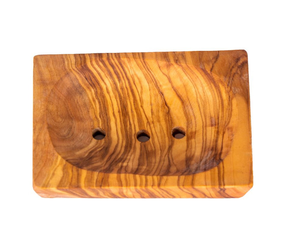 Porte-savon de bain rectangulaire en bois d'olivier