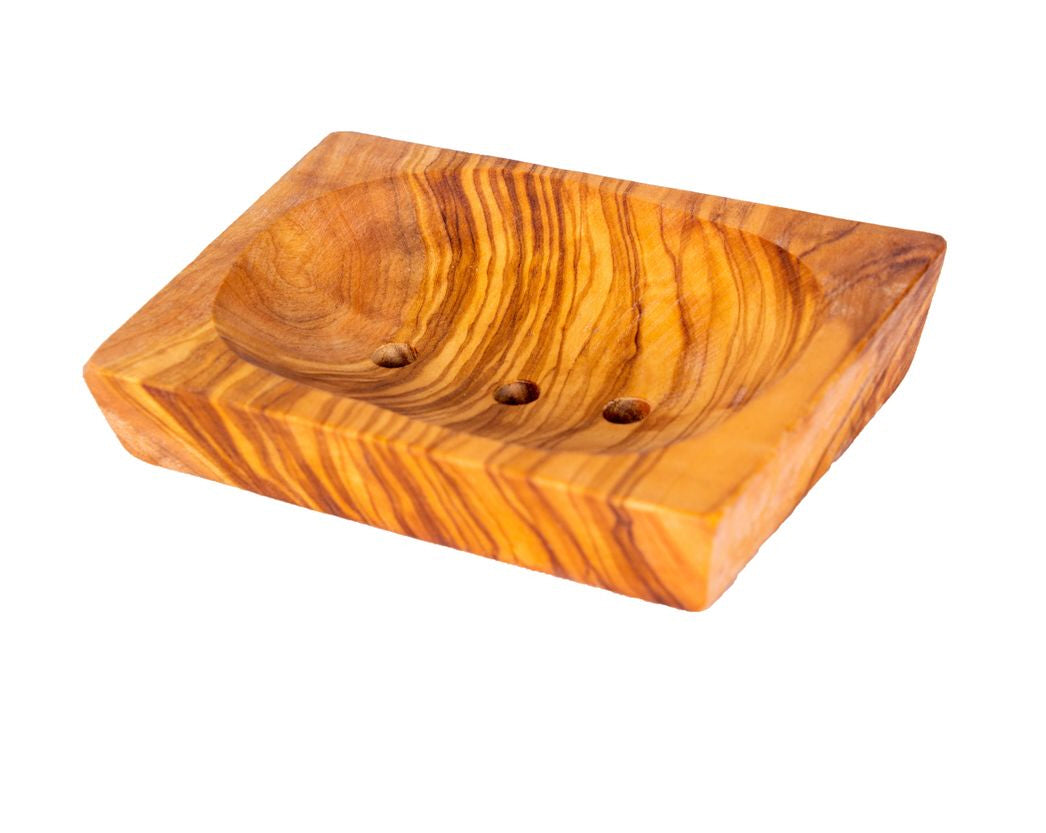 Porte-savon de bain rectangulaire en bois d'olivier