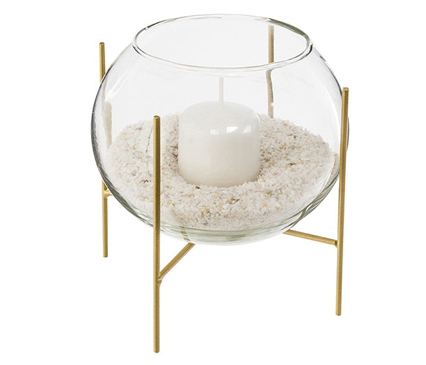 Kerzenhalter – Gold – inkl. Kerze/Sand – Ø 14 cm