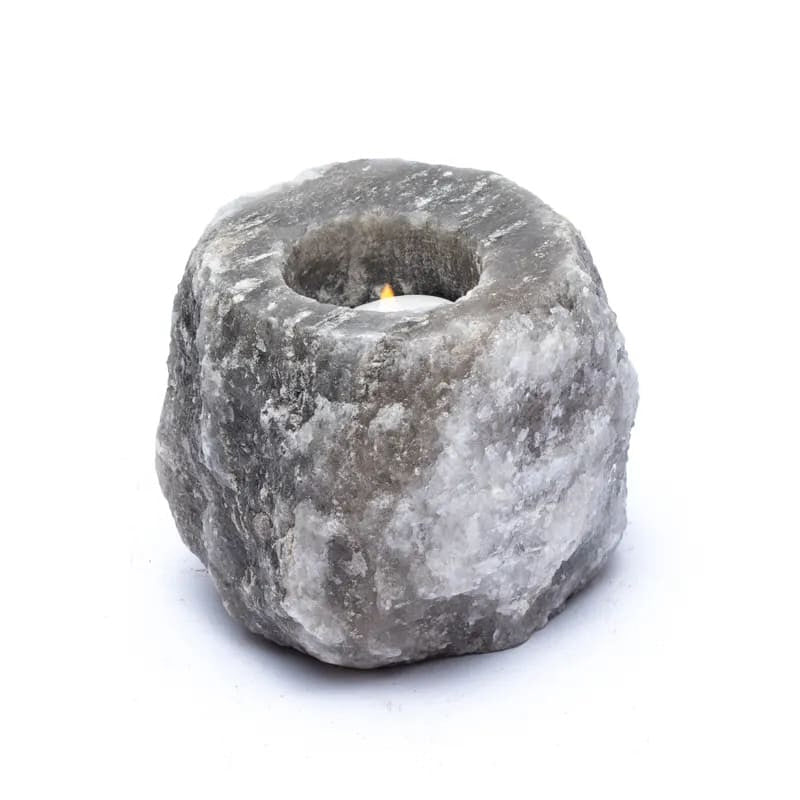 Himalayan salt tea light holder - ambient light grey