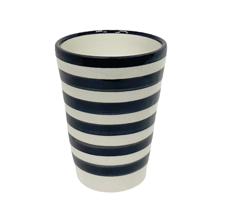 Lot de 2 tasses rayées noires et blanches faites à la main