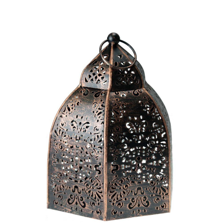 Black and copper iron lantern
