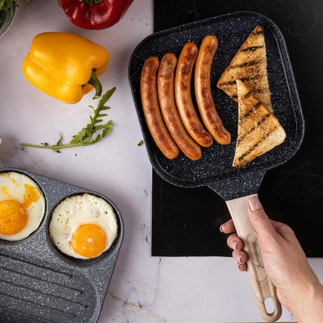 Klausberg KB-7810 kleine grillpan met houten handvat – zwart, 36 x 18,5 cm – foto 2
